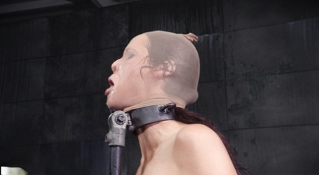 Restrained chick Syren de Mer struggles for air while being mouth fucked