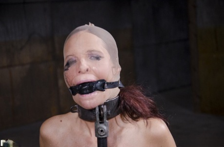 Restrained chick Syren de Mer struggles for air while being mouth fucked